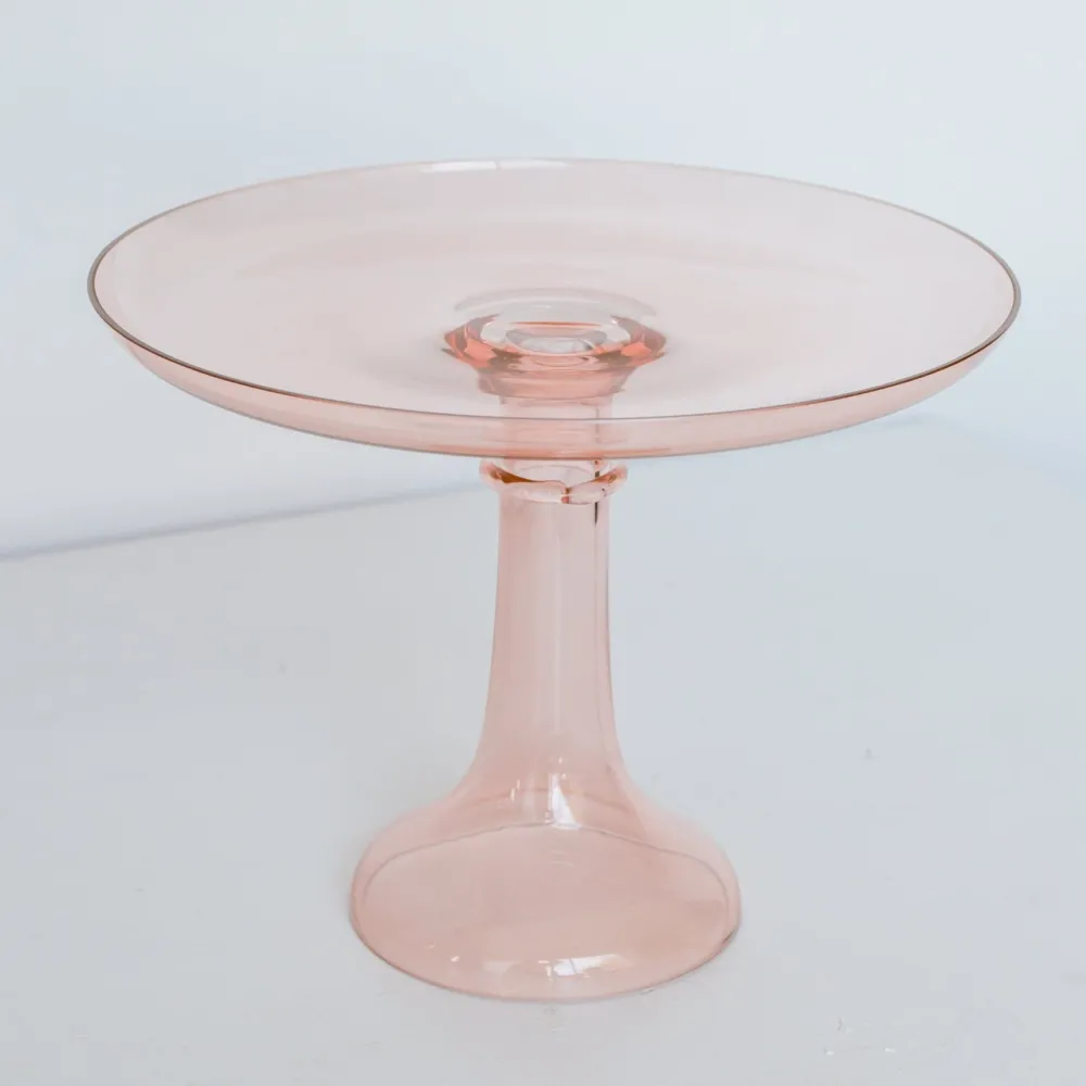 Online Estelle Colored Glass Blush Pink Glass Cake Stand
