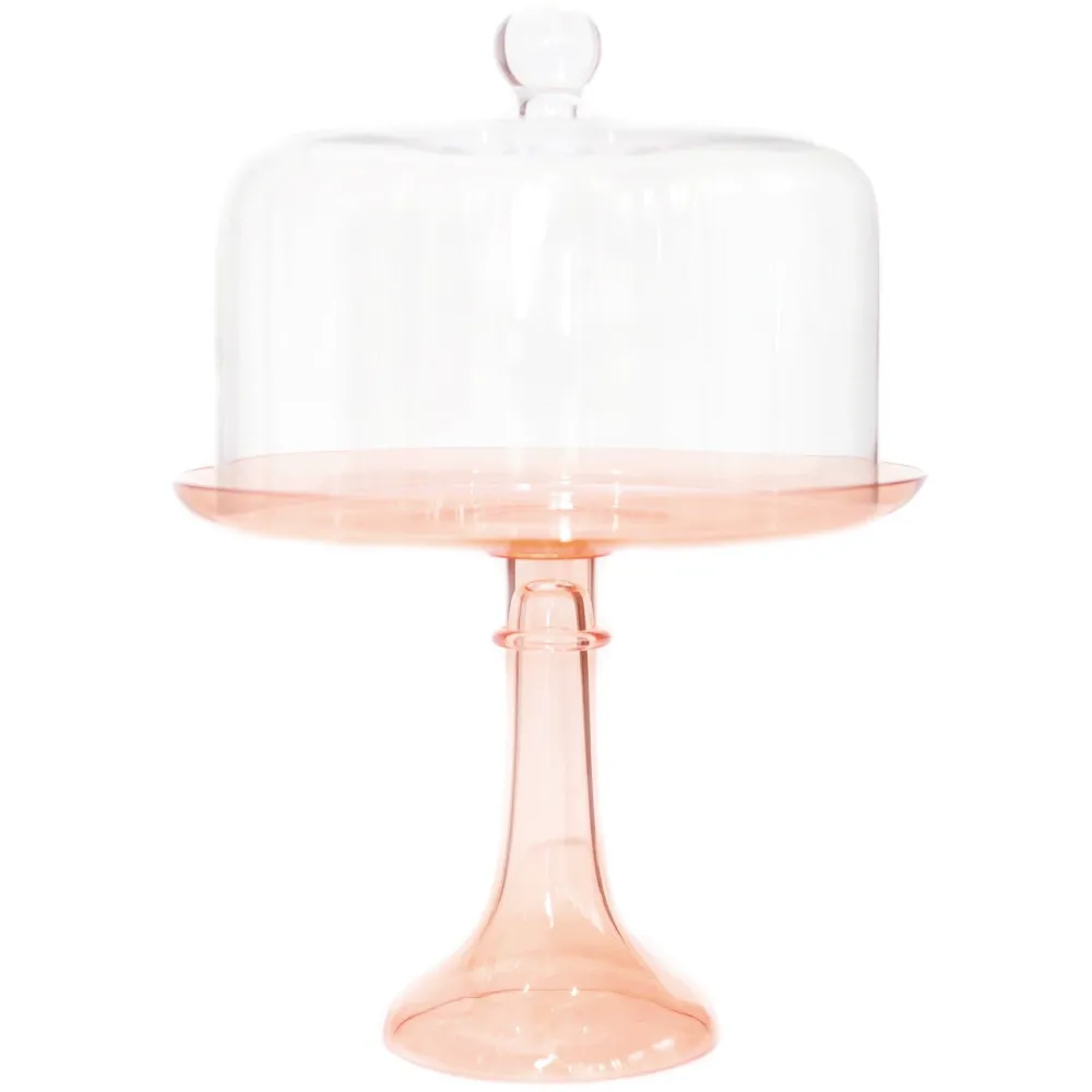 Online Estelle Colored Glass Blush Pink Glass Cake Stand