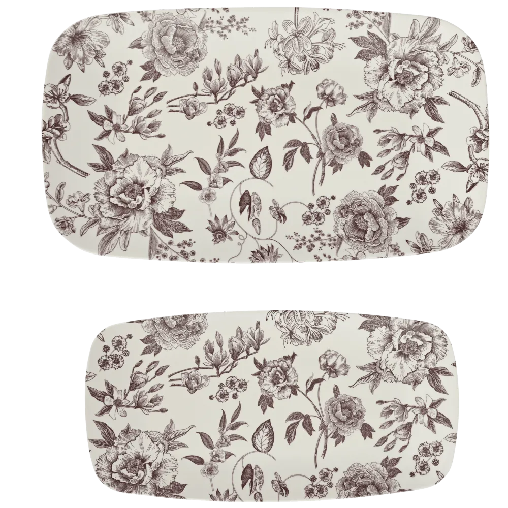 Online Sweet Water Decor Brown Delft Stacking Melamine Tray - set of 2