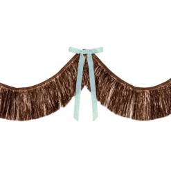 Discount xo, Fetti Brown Fringe Backdrop with Blue Velvet Bows