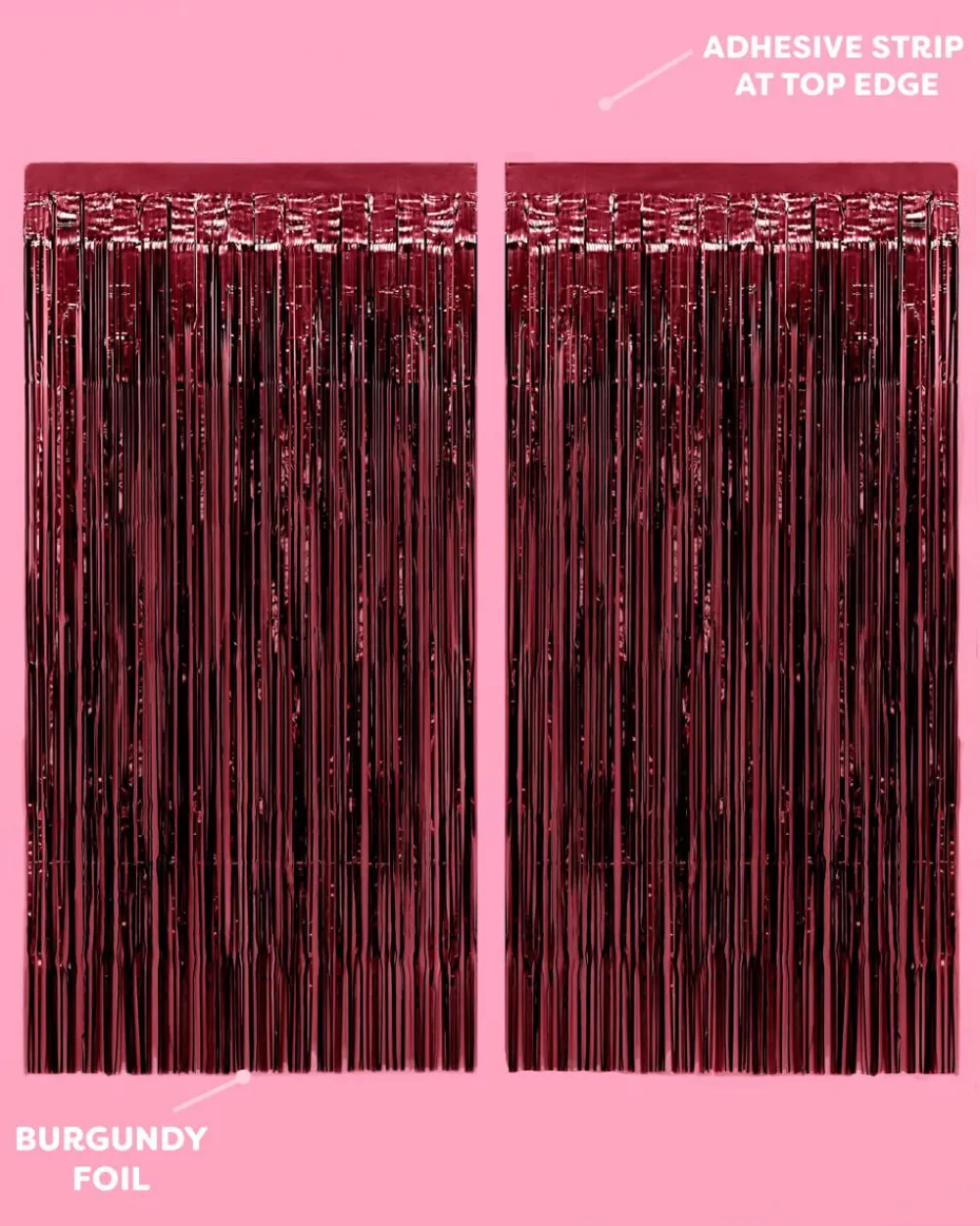 Outlet xo, Fetti Burgundy Foil Fringe Curtain Backdrop