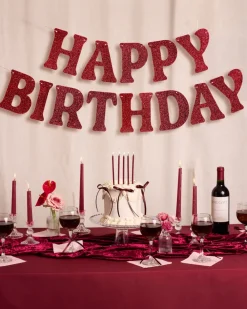 New xo, Fetti Burgundy Glitter Happy Birthday Banner