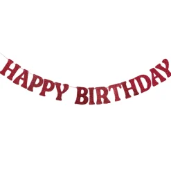 New xo, Fetti Burgundy Glitter Happy Birthday Banner