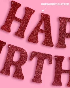 New xo, Fetti Burgundy Glitter Happy Birthday Banner