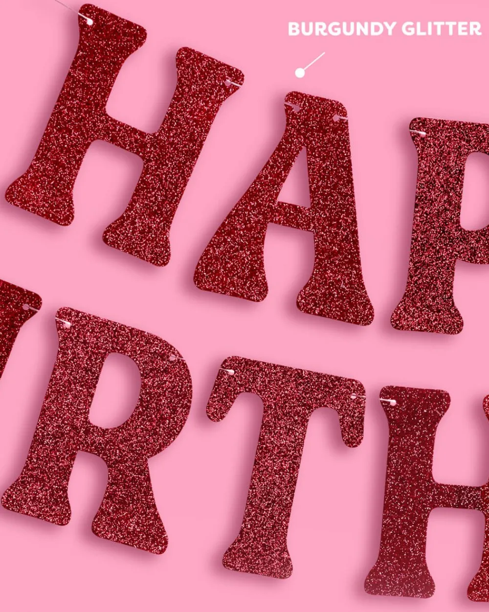 New xo, Fetti Burgundy Glitter Happy Birthday Banner
