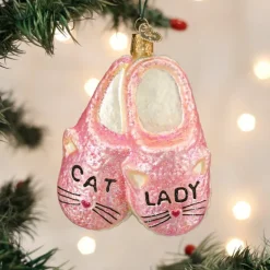 Discount Old World Christmas Cat Lady Slippers Ornament