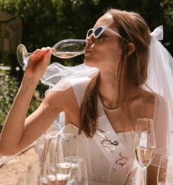 Clearance xo, Fetti C'est La Vie Sash - white + rose gold sash