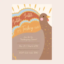 Outlet Bonjour Fete Charming Turkey Digital Party Invitation