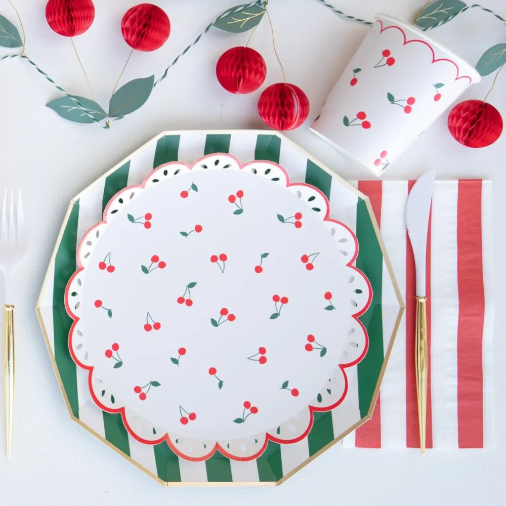 New Meri Meri Cherry Pattern Cups