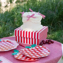Clearance Bonjour Fete Cherry Red Cabana Stripe Display Box Risers