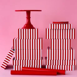 Clearance Bonjour Fete Cherry Red Cabana Stripe Display Box Risers