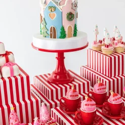 Clearance Bonjour Fete Cherry Red Cabana Stripe Display Box Risers