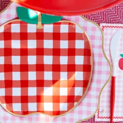 New Bonjour Fete Cherry Red Gingham Apple Small Plates