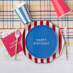 Best Bonjour Fete Cherry Red Signature Cabana Stripe Plates