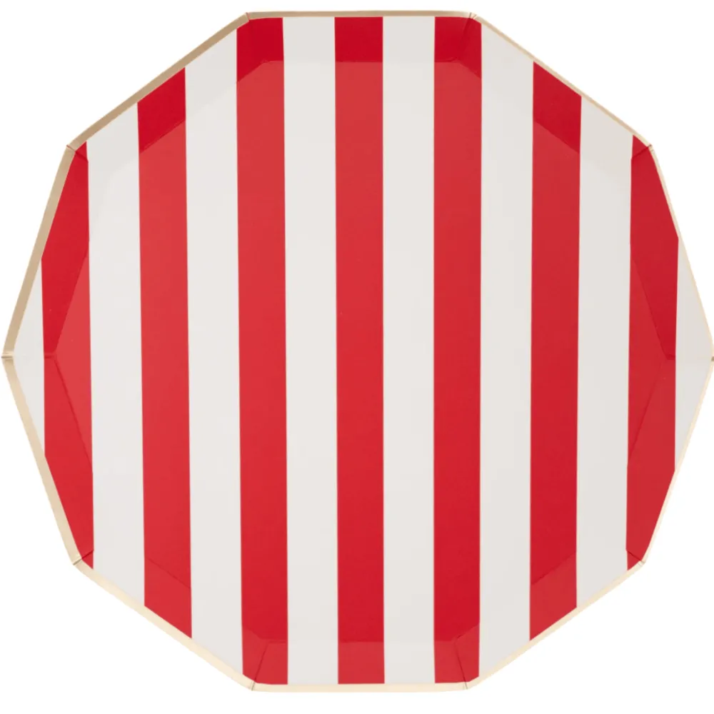 Best Bonjour Fete Cherry Red Signature Cabana Stripe Plates