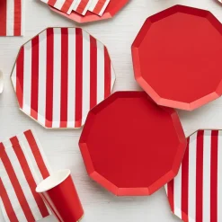 Best Bonjour Fete Cherry Red Signature Cabana Stripe Plates