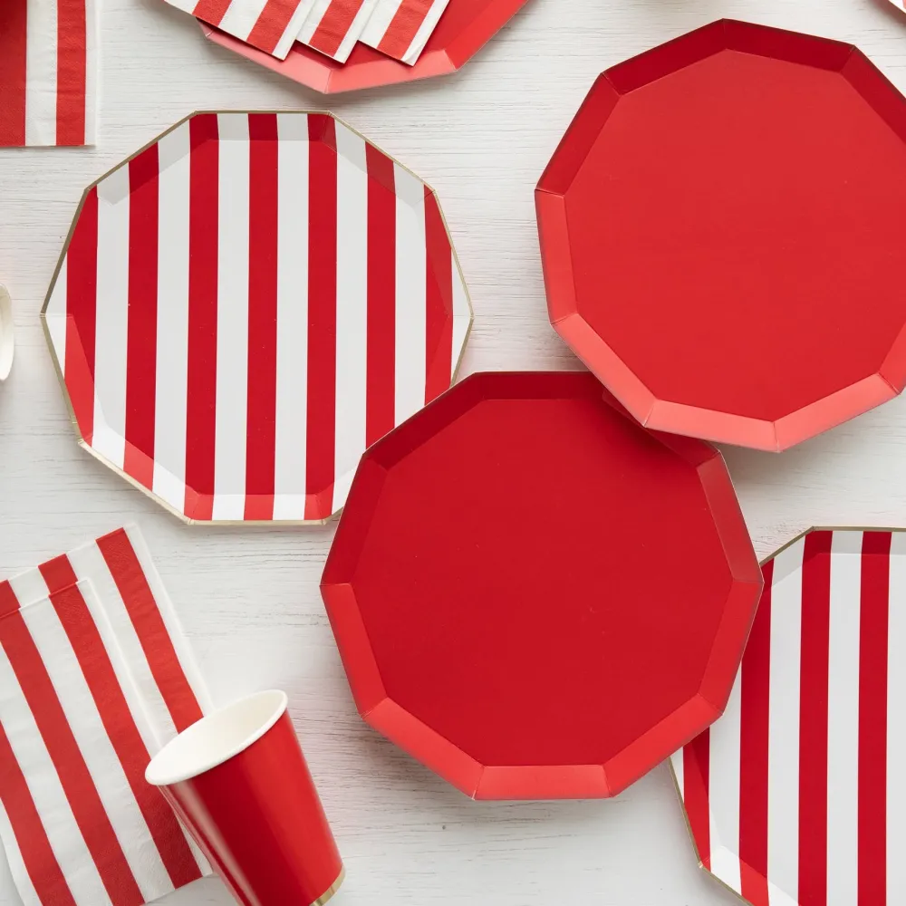 Best Bonjour Fete Cherry Red Signature Cabana Stripe Plates