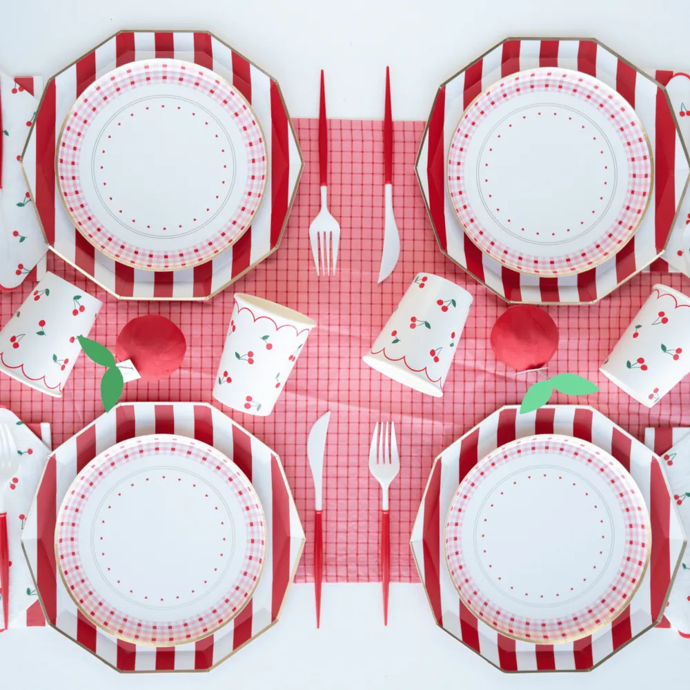 Best Bonjour Fete Cherry Red Signature Cabana Stripe Plates