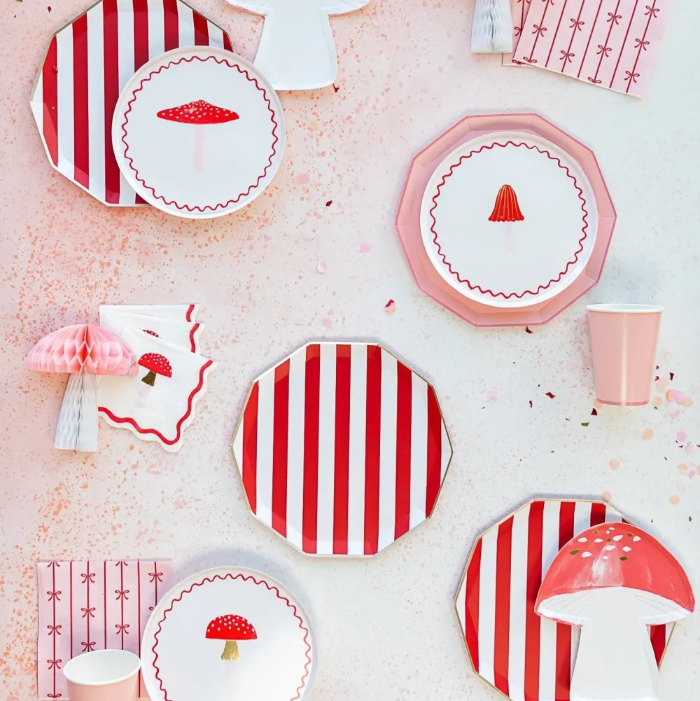 Best Bonjour Fete Cherry Red Signature Cabana Stripe Plates