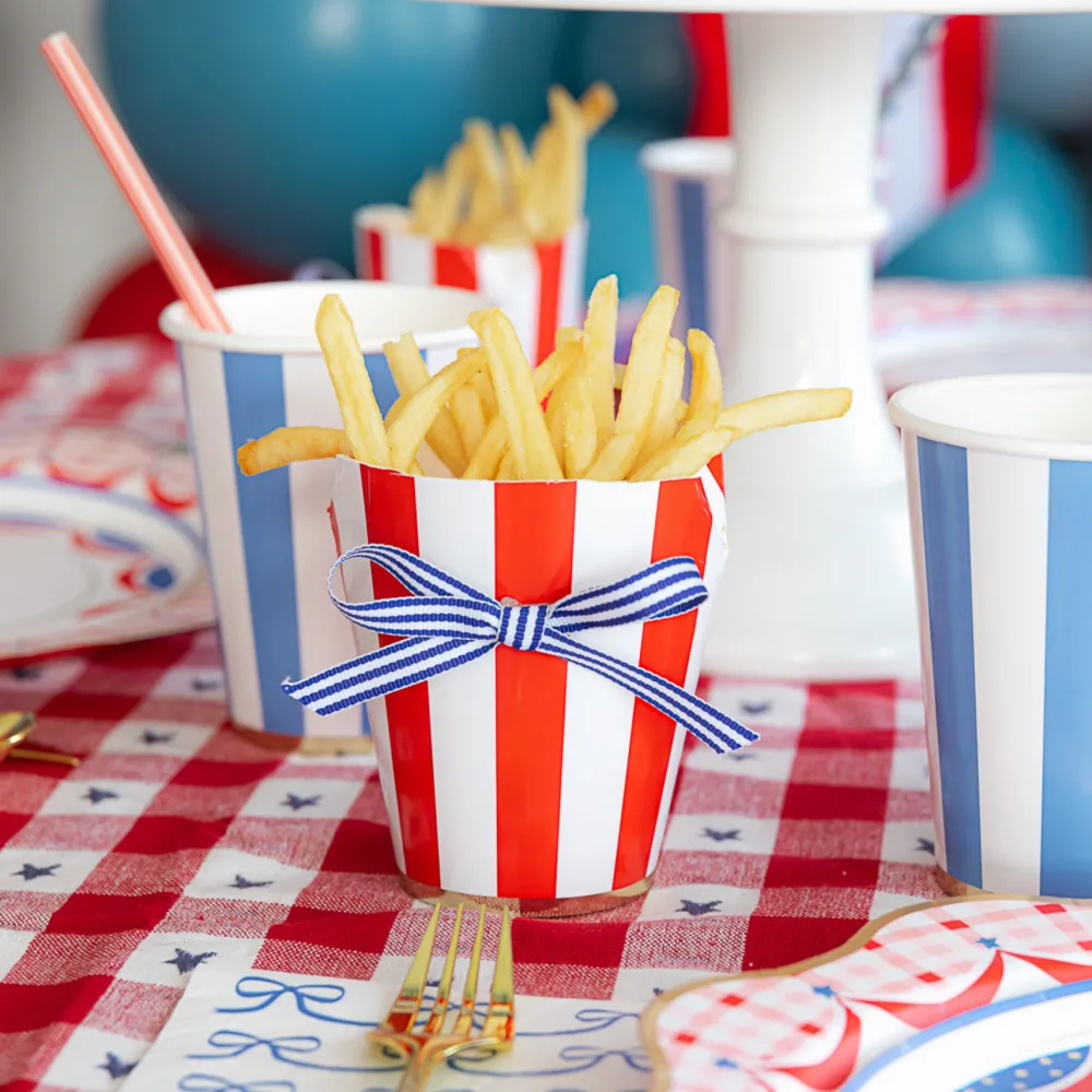 Hot Bonjour Fete Cherry Red Signature Cabana Stripe Cups