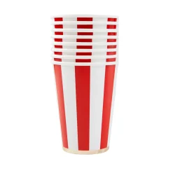Hot Bonjour Fete Cherry Red Signature Cabana Stripe Cups