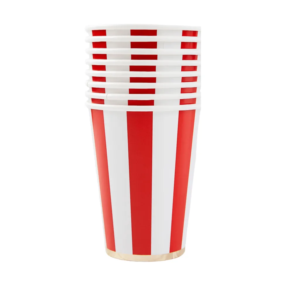 Hot Bonjour Fete Cherry Red Signature Cabana Stripe Cups