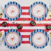 Bonjour Fete Cherry Red Signature Cabana Stripe Table Runner