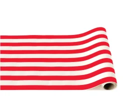 Bonjour Fete Cherry Red Signature Cabana Stripe Table Runner