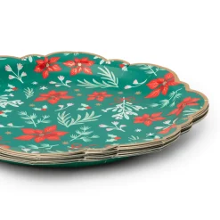 Outlet Bonjour Fete Christmas Floral Green Classic Dinner Plates