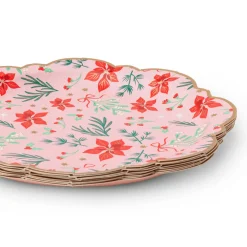 Hot Bonjour Fete Christmas Floral Pink Classic Dinner Plates
