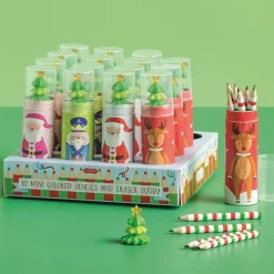 New Mud Pie Christmas Pencil & Eraser Set