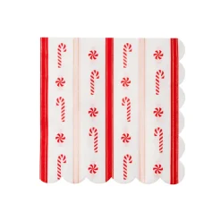 Sale Bonjour Fete Christmas Peppermint Candy Large Scalloped Napkins