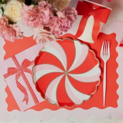 Outlet Bonjour Fete Christmas Peppermint Candy Small Scalloped Plates