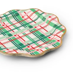 Clearance Bonjour Fete Christmas Plaid Dinner Plates