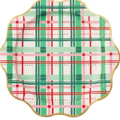 Clearance Bonjour Fete Christmas Plaid Dinner Plates
