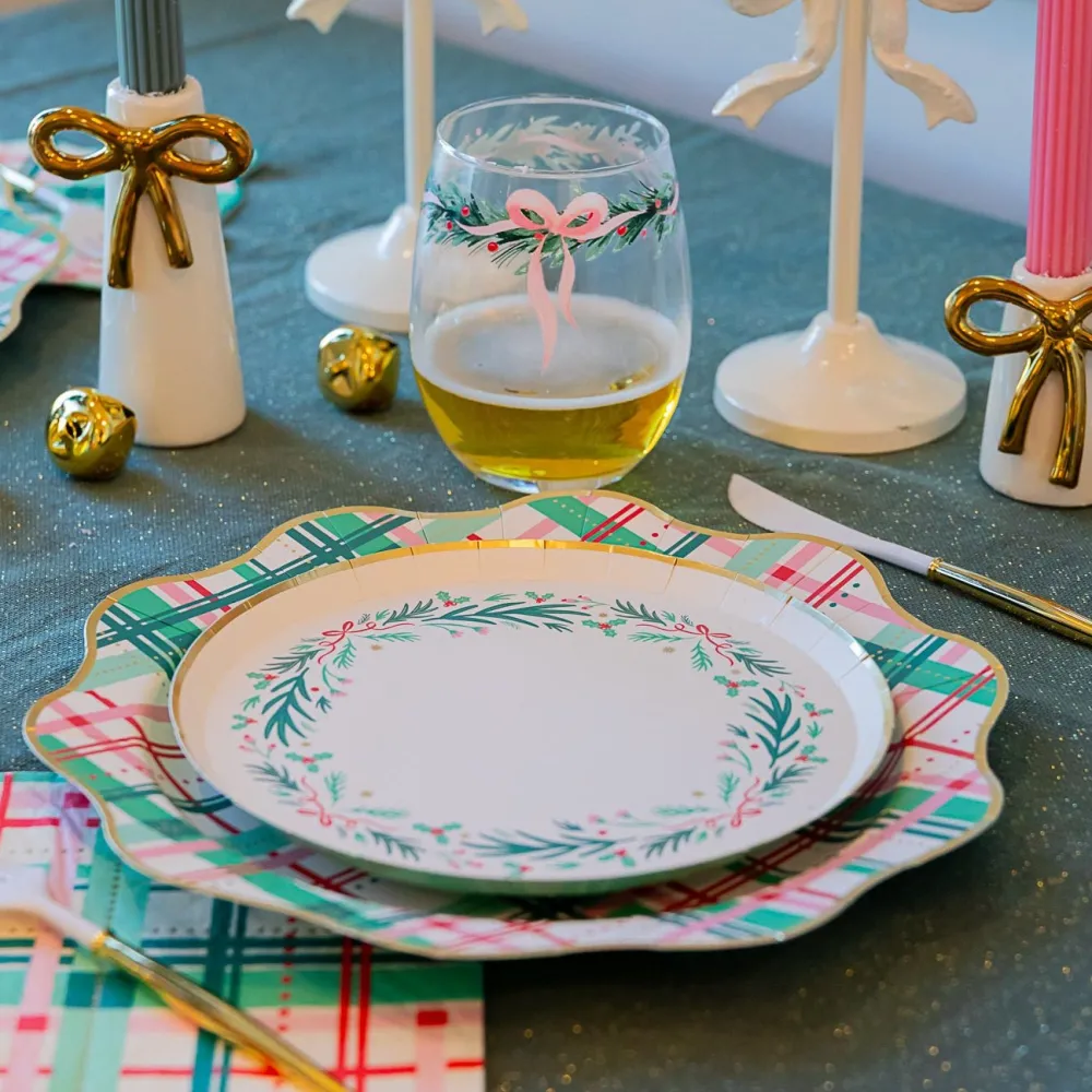 Clearance Bonjour Fete Christmas Plaid Dinner Plates