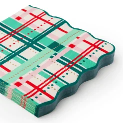 Online Bonjour Fete Christmas Plaid Large Napkins