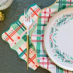 Online Bonjour Fete Christmas Plaid Large Napkins