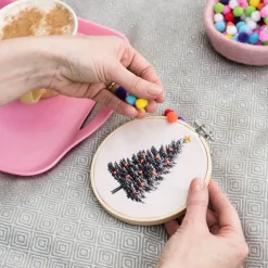 Discount Cotton Clara Craft Kits & Supplies Christmas Tree Embroidery Hoop Kit: Light Blue