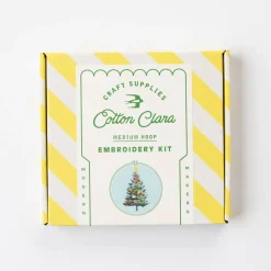 Discount Cotton Clara Craft Kits & Supplies Christmas Tree Embroidery Hoop Kit: Light Blue