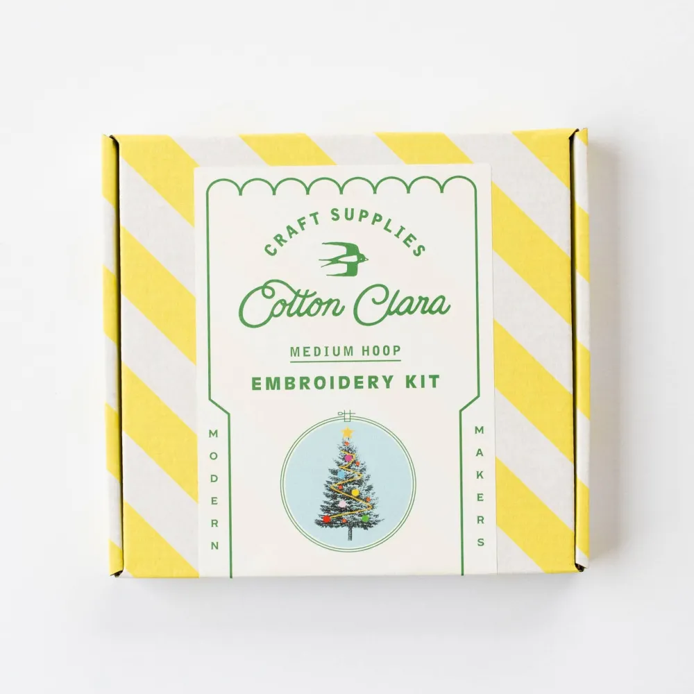 Discount Cotton Clara Craft Kits & Supplies Christmas Tree Embroidery Hoop Kit: Light Blue