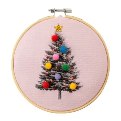 Discount Cotton Clara Craft Kits & Supplies Christmas Tree Embroidery Hoop Kit: Light Blue