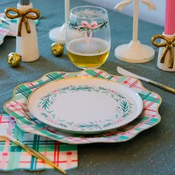 Outlet Bonjour Fete Christmas Wreath Dessert Plates
