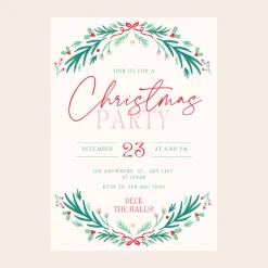 Sale Bonjour Fete Christmas Wreath Digital Party Invitation