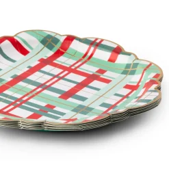 Discount Bonjour Fete Classic Christmas Plaid Dinner Plates