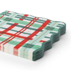 Sale Bonjour Fete Classic Christmas Plaid Large Napkins
