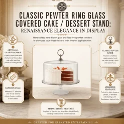 Outlet Vagabond House Classic Pewter Ring Glass Covered Cake / Dessert Stand