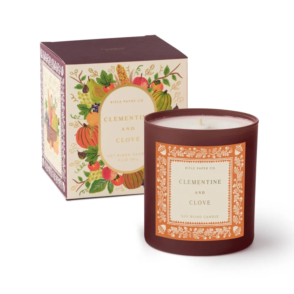 Clearance Rifle Paper Co. Clementine & Clove 9 oz Glass Candle