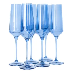 Clearance Estelle Colored Glass Cobalt Blue Champagne Flute Set