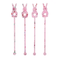 Online Packed Party Confetti Bunny Acrylic Drink Stirrers (4 ct)